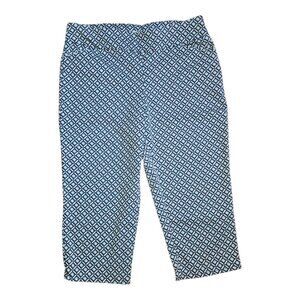 Croft & Barrow Pants Womens Size 14 Blue Geometric The Effortless Stretch Capri